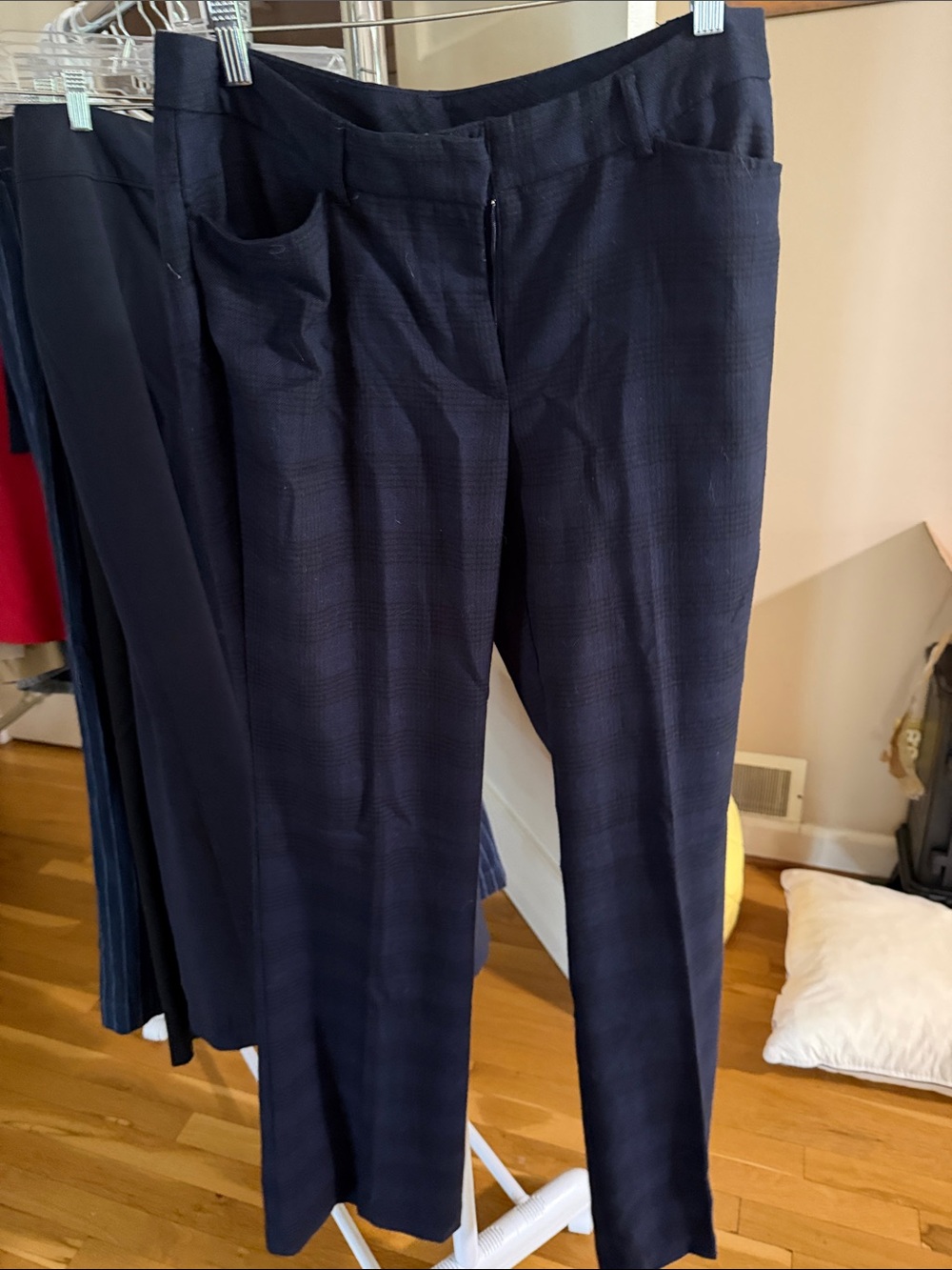 Classic Navy Plaid Women's Trousers